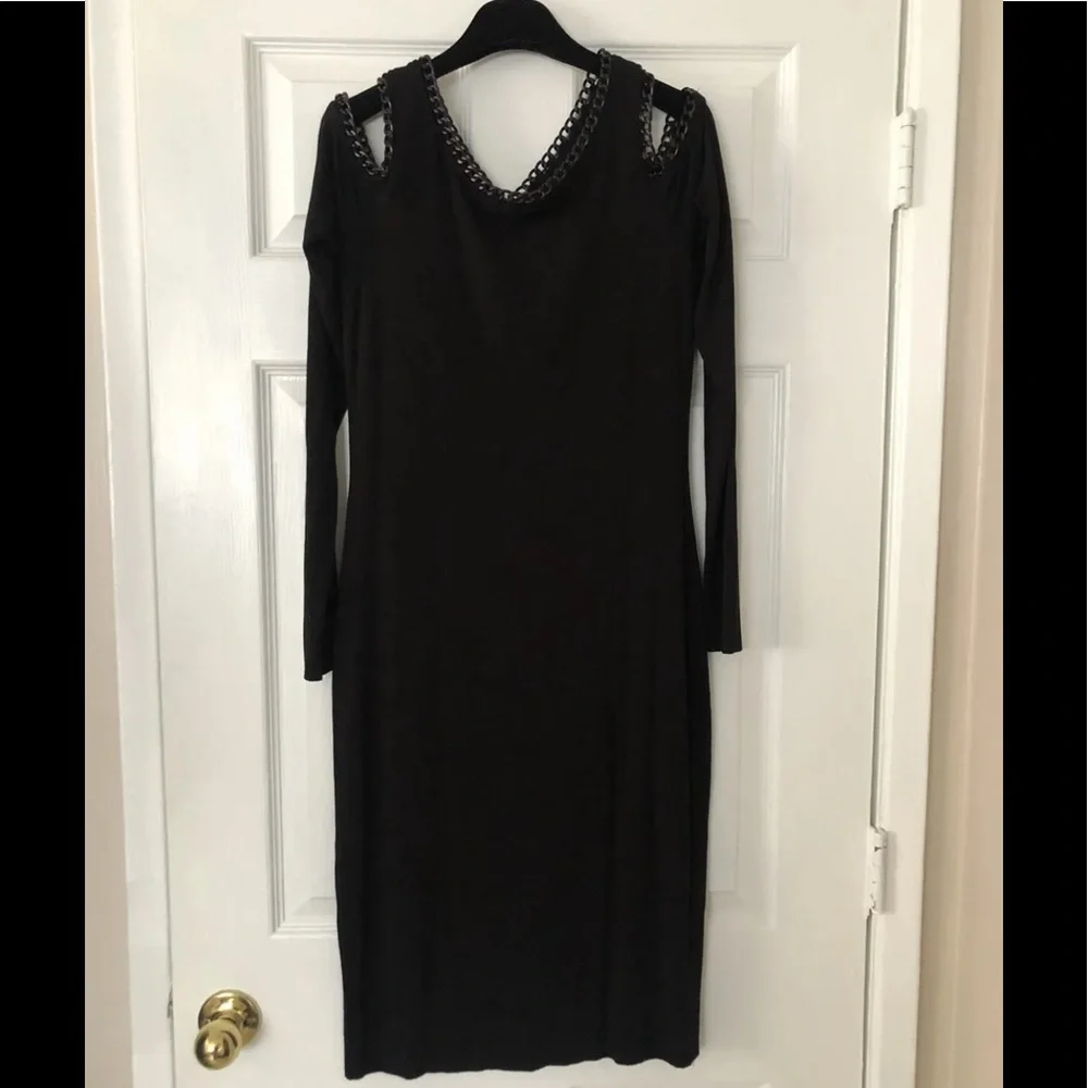 Bailey 44 Chain Trim Cold Shoulder Black Tube dress Medium - Picture 2 of 5